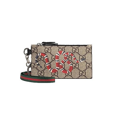 [스페셜오더]GUCCI-523903 9SDAN 8669 구찌 킹스네이크 프린트 GG 슈프림 Web 스트랩 카드 케이스