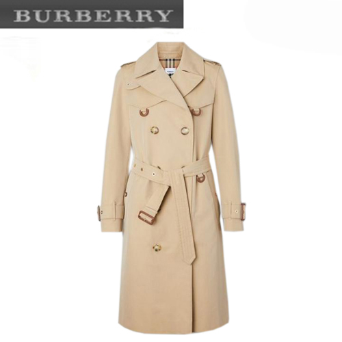 BURBERRY-80169701 버버리 가죽 D링 디테일 개버딘 트렌치코트