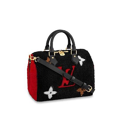 [스페셜오더]LOUIS VUITTON-M55423 루이비통 블랙/코클리코 레드 모노그램 시어링 스피디 반둘리에 25