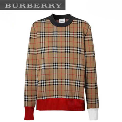 BURBERRY-80240651 버버리 빈티지 체크 메리노 울 블렌드 자카드 스웨터