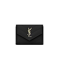 [스페셜오더]SAINT LAURENT-505118 생 로랑 블랙 마틀라세 은장 모노그램 티니 월릿