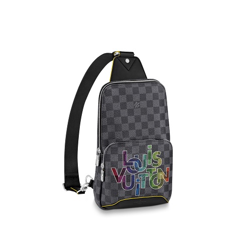 [스페셜오더]LOUIS VUITTON-N40273 루이비통 옐로우 다미에 그라파이트 무지개 시그니처 로고 에비뉴 슬링백