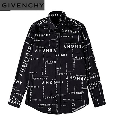 GIVENCHY-08278 지방시 블랙 GIVENCHY 프린트 장식 셔츠 남성용