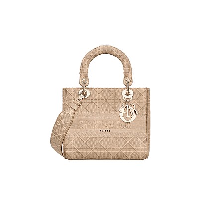 [스페셜오더]DIOR-M0565 크리스챤 디올 베이지 까나쥬 캔버스 레이디 D-LITE 미디엄 백