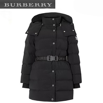 BURBERRY-80186901 버버리 블랙 디태처블 후드 벨트 퍼퍼 코트 여성용