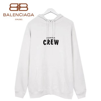 BALENCIAGA-578135 발렌시아가 화이트 프린트 컬리 플리스 Crew 후디 남여공용