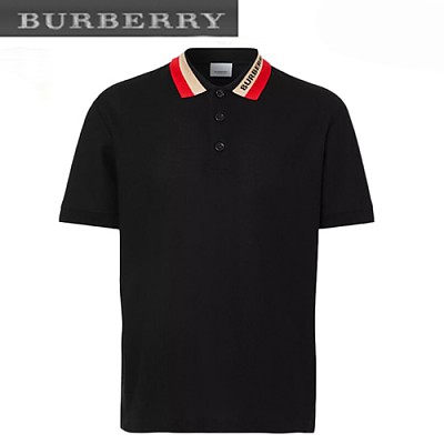 BURBERRY-80392661 버버리 비비드 코발트 로고 디테일 코튼 피케 폴로셔츠