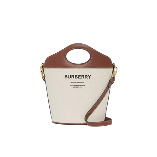 [스페셜오더]BURBERRY-80462421 버버리 내추럴/탠 스몰 투톤 레더 포켓 버킷 백