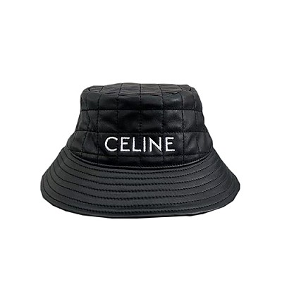 CELINE-102010 셀린느 블랙 송아지 가죽 CELINE 아플리케 장식 버킷 햇 남여공용