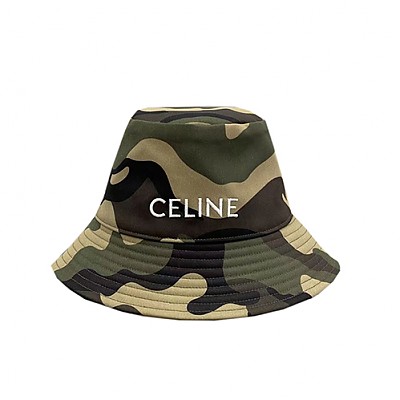 CELINE-102013 셀린느 카키 코튼 CELINE 아플리케 장식 카모플라주 버킷 햇 남여공용