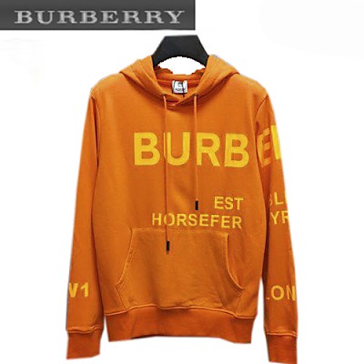 BURBERRY-110210 버버리 오렌지 프린트 장식 후드 티셔츠 남성용