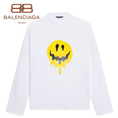 BALENCIAGA-12183 발렌시아가 블랙 프린트 장식 긴팔 티셔츠 남여공용