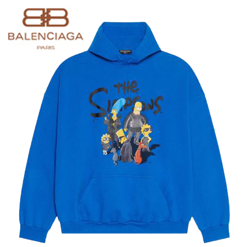 BALENCIAGA-12189 발렌시아가 블루 The Simpsons 후드 티셔츠 남여공용