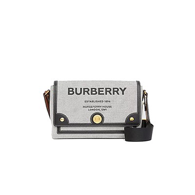 [스페셜오더]BURBERRY-80398631 버버리 블랙/그레이 호스페리 프린트 캔버스 노트 크로스바디 백