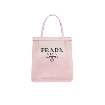 [스페셜오더]PRADA-1BG417 프라다 핑크 시퀸 메쉬 스몰 토트 백