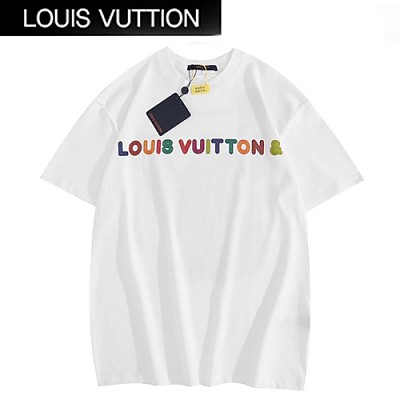 LOUIS VUITTON-031618 루이비통 화이트 아플리케 장식 티셔츠 남여공용