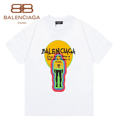 BALENCIAGA-042014 발렌시아가 블랙 프린트 장식 티셔츠 남여공용