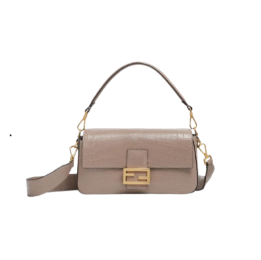 [스페셜오더]FENDI-8BR600 펜디 도브 그레이 악어가죽 미디엄 바게트 백