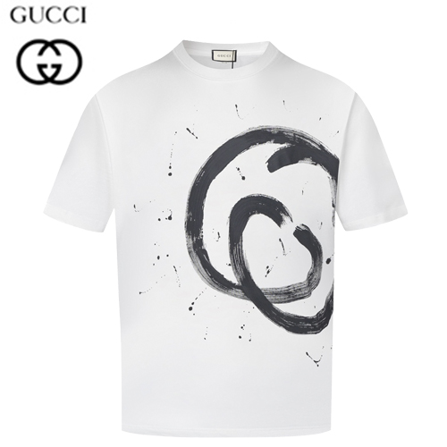 GUCCI-05086 구찌 화이트 GG 프린트 장식 티셔츠 남성용