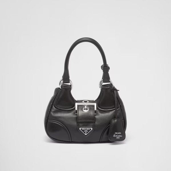 PRADA-1BA381 프라다 블랙 문 패딩 나파 가죽 백 22cm