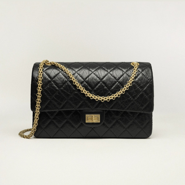 CHANEL-A37587 샤넬 블랙 빈티지 2.55 라지 플랩 백 28cm