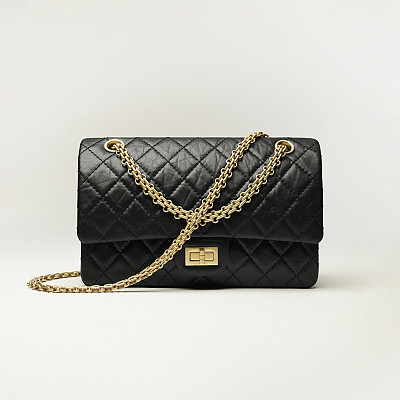 CHANEL-A37586 샤넬 블랙 빈티지 2.55 미디엄 플랩 백 24cm