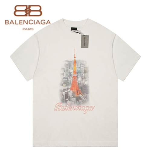 BALENCIAGA-05221 발렌시아가 화이트 프린트 장식 티셔츠 남여공용