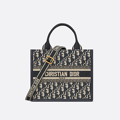 DIOR-M1325 디올 블루 Oblique 자수 Book Tote 스몰 토드백 26.5cm