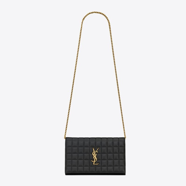 YSL-743346 생 로랑 블랙 램스킨 카산드라 체인 클러치 23cm