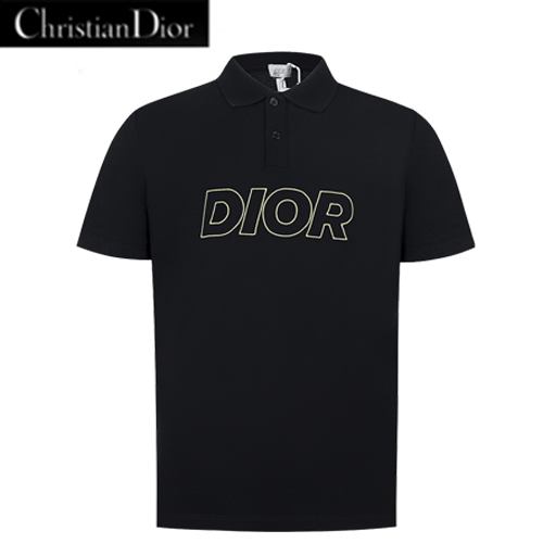 DIOR-06014 디올 블랙 DIOR 아플리케 장식 폴로 티셔츠 남성용