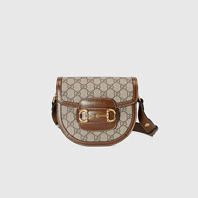 GUCCI-‎760191 구찌 베이지/에보니 홀스빗 1955 라운드 미니 숄더백 18cm