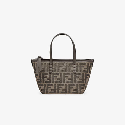 FENDI-펜디 브라운 FF 자카드 롤 미니 쇼퍼 백 15.5cm - 8BS096AFPMF1GL7