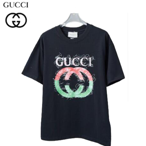 GUCCI-06237 구찌 블랙 GG 프린트 장식 티셔츠 남여공용