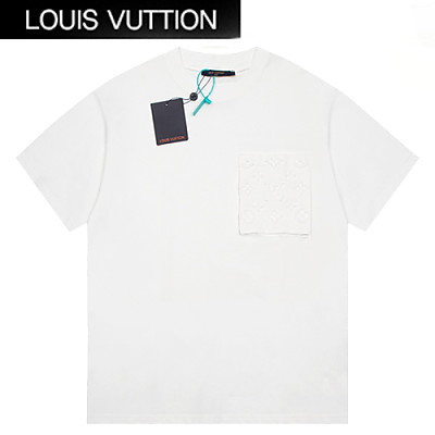 LOUIS VUITTON-07029 루이비통 화이트 모노그램 디테일 티셔츠 남여공용