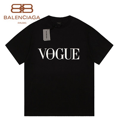 BALENCIAGA-07306 발렌시아가 블랙 VOGUE 프린트 장식 티셔츠 남여공용