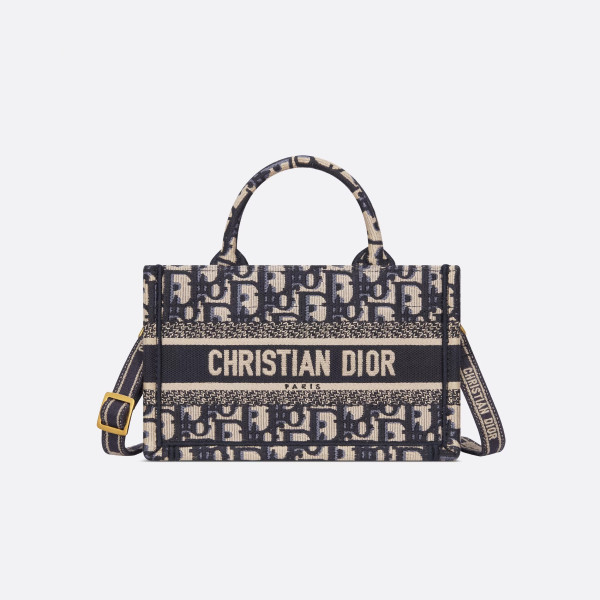 DIOR-디올 블루 Oblique 자수 Book Tote 미니 백 21.5cm - S5573CRIW_M928