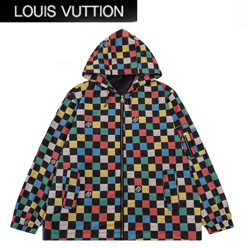 LOUIS VUITTON-08262 루이비통 멀티컬러 다미에 바람막이 후드 재킷 남성용