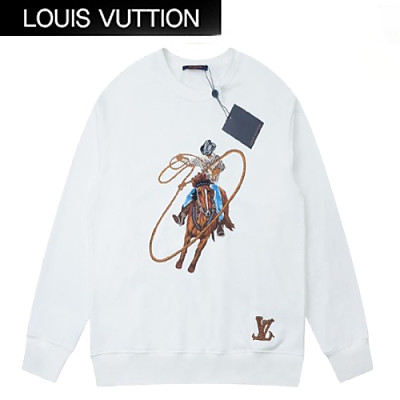 LOUIS VUITTON-09097 루이비통 화이트 아플리케 장식 스웨트셔츠 남여공용