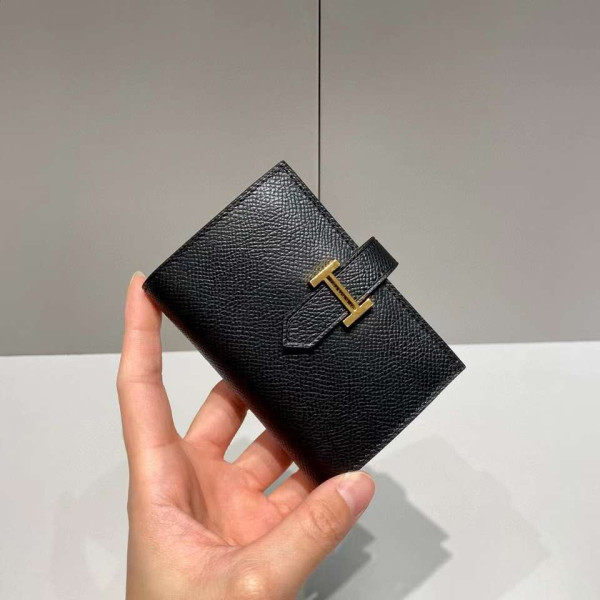 HERMES-에르메스 블랙/골드 앱송 베안 미니 카드 홀더 10.5cm