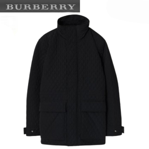 BURBERRY-80938761 버버리 블랙 체크 후드 퀼팅 나일론 재킷 여성용