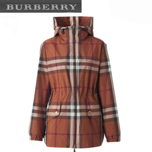 BURBERRY-02174 버버리 체크 나일론 바람막이 후드 재킷 여성용