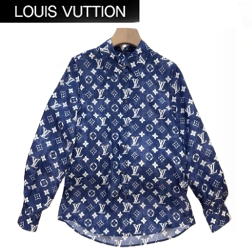 LOUIS VUITTON-02175 루이비통 블루 모노그램 코튼 셔츠 여성용