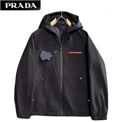 PRADA-02194 프라다 화이트 나일론 바람막이 후드 재킷 남성용