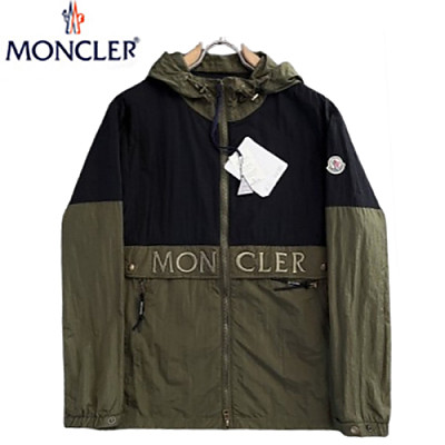 MONCLER-02198 몽클레어 카키/블랙 아플리케 장식 바람막이 후드 재킷 남성용