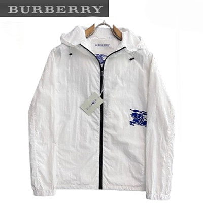 BURBERRY-02199 버버리 화이트 아플리케 장식 바람막이 후드 재킷 남성용