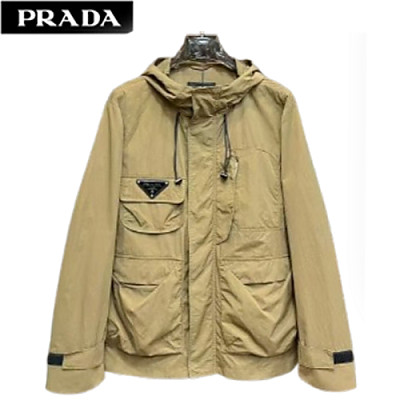 PRADA-02092 프라다 블랙 트라이앵글 로고 바람막이 후드 재킷 남성용