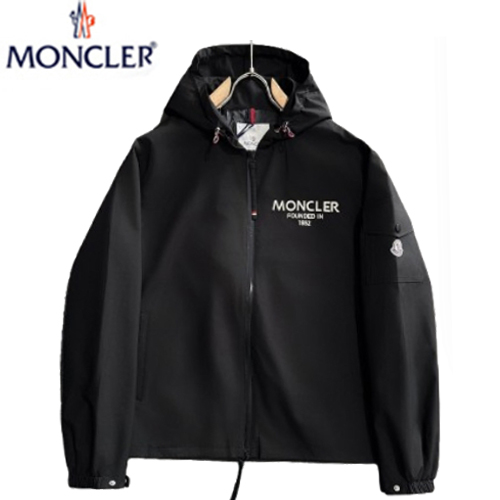 MONCLER-02195 몽클레어 블랙 아플리케 장식 바람막이 후드 재킷 남성용