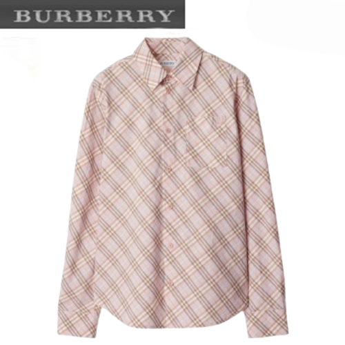 BURBERRY-80982521 버버리 핑크 체크 코튼 셔츠 여성용