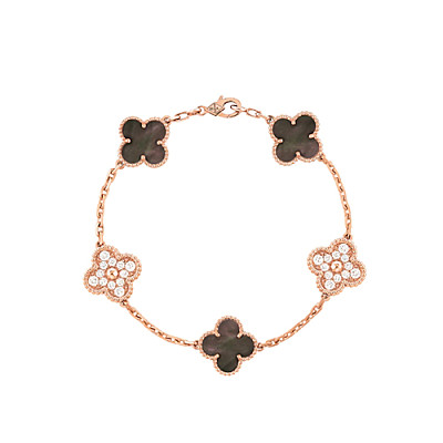 VAN CLEEF ARPELS-VCARF4 반클리프 실버/블랙 빈티지 알함브라 브레이슬릿