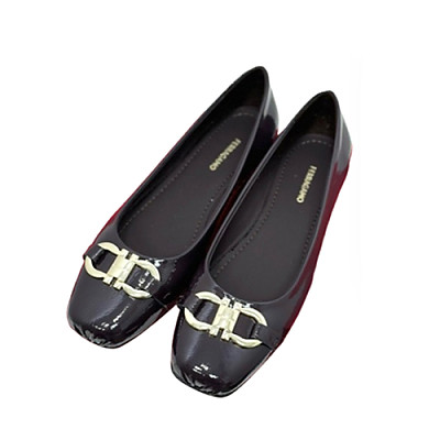 Ferragamo-07116 페라가모 블랙 페이턴트 가죽 발레 플랫 슈즈